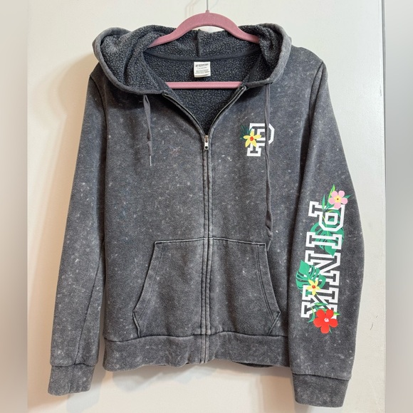 PINK Victoria's Secret Tops - PINK Tropical Zip Hoodie Sweatshirt L
